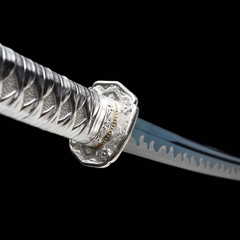 Replik eines Kommandoschwerts aus dem 2. Weltkrieg, japanisches Samurai-Katana aus 9260er Federstahl mit durchgehendem Erl 