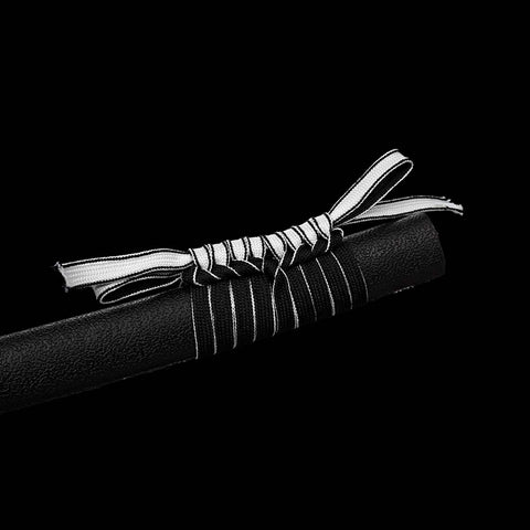 Handmade Japanese Samurai Katana,9260 Spring Steel Full Tang Red Blade Black Leather Saya-COOLKATANA-QQ-0221-U