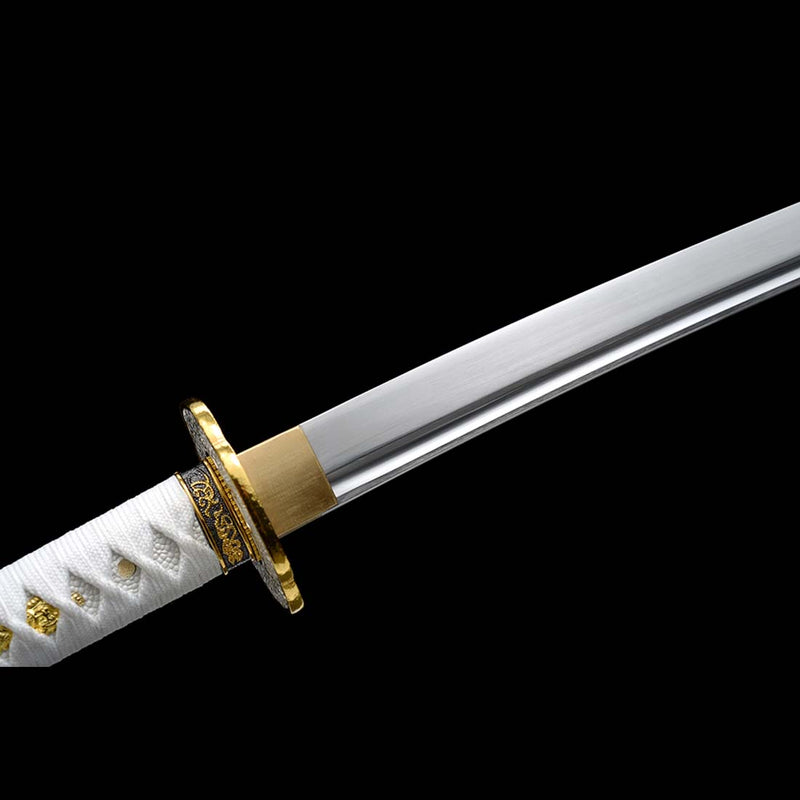 9260 Spring Steel Full Tang Blade Japanese Samurai Katana with Bo-hi Small Floral Saya 