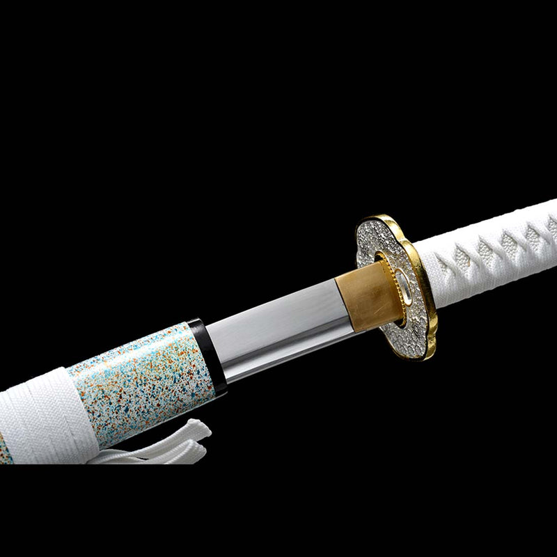9260 Spring Steel Full Tang Blade Japanese Samurai Katana with Bo-hi Small Floral Saya 