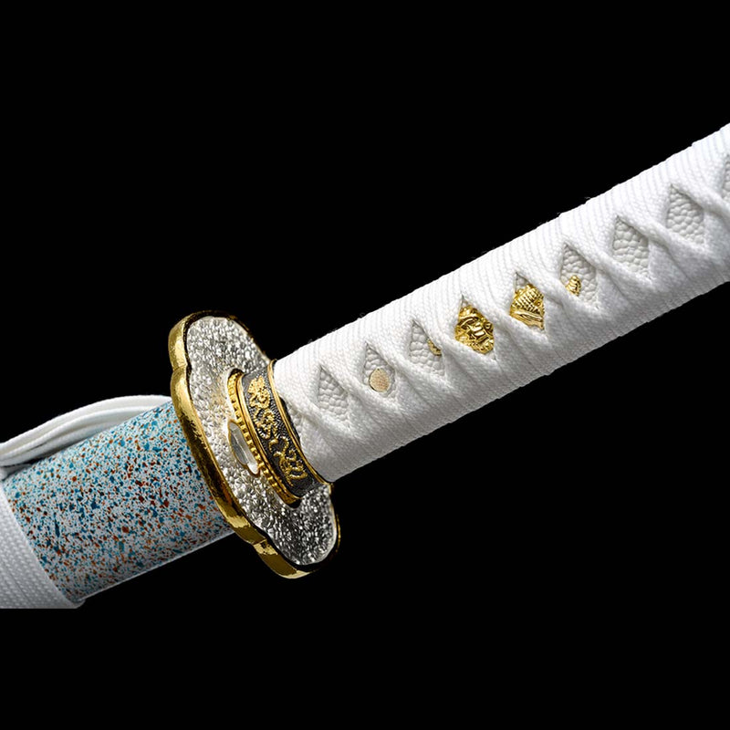 9260 Spring Steel Full Tang Blade Japanese Samurai Katana with Bo-hi Small Floral Saya 