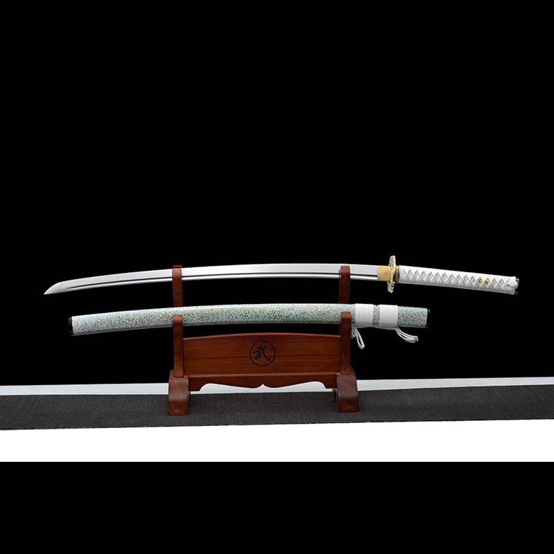 9260 Spring Steel Full Tang Blade Japanese Samurai Katana with Bo-hi Small Floral Saya 