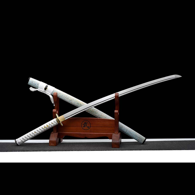 9260 Spring Steel Full Tang Blade Japanese Samurai Katana with Bo-hi Small Floral Saya 