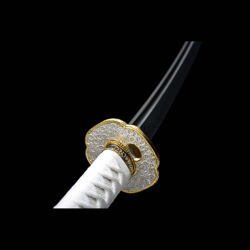 9260 Spring Steel Full Tang Blade Japanese Samurai Katana with Bo-hi Small Floral Saya 