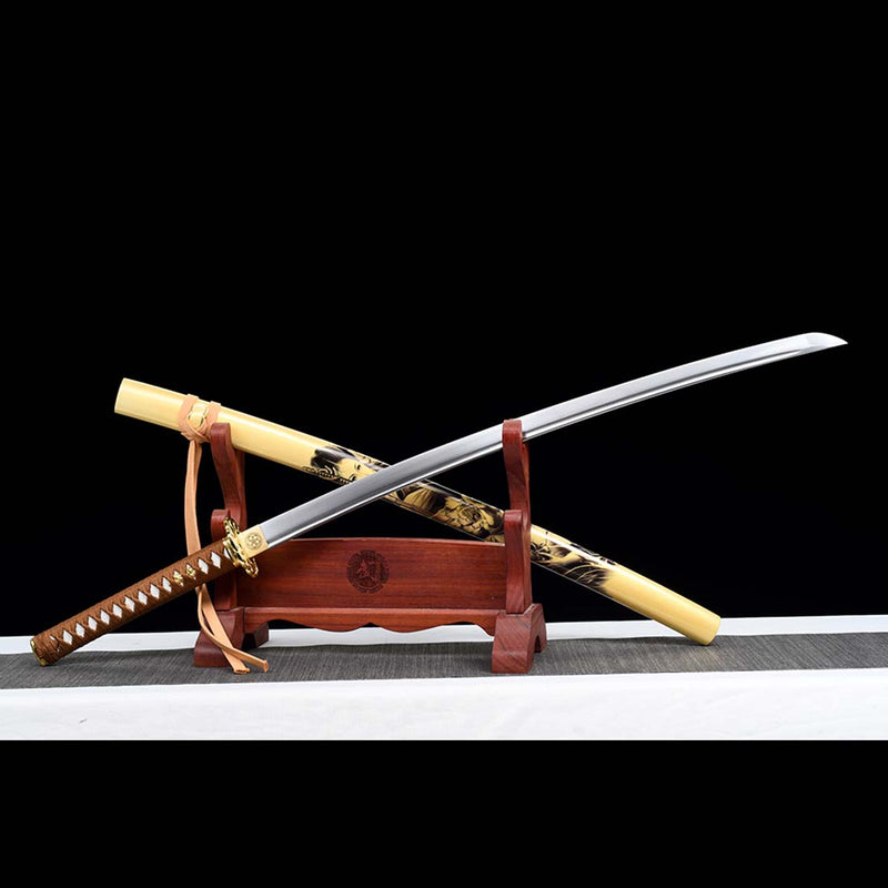 MoYang Sword 9260 Spring Steel Japanese Samurai Katana with Bo-hi Full Tang Painting Saya 