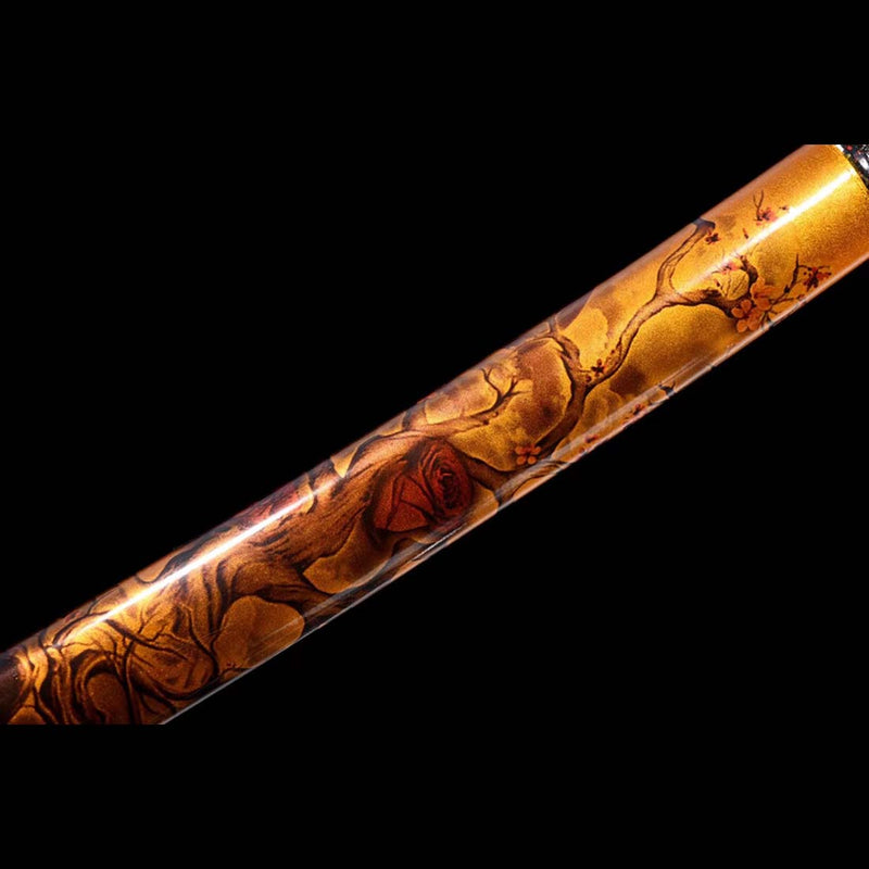 T10 Steel Full Tang Japanese Samurai Katana with Painted Grinding Rattan Saya 