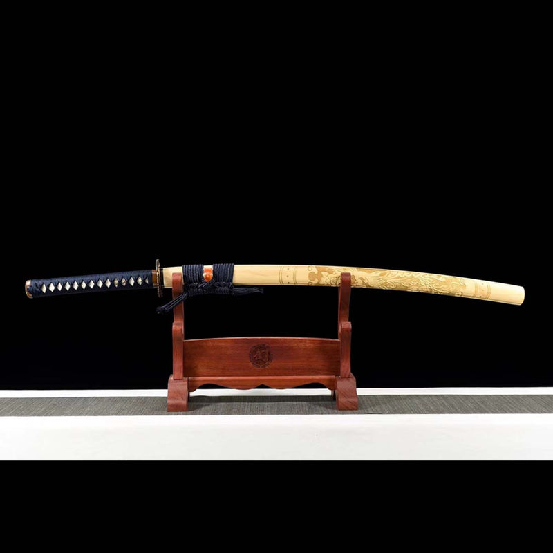 Falcon Theme T10 Steel Full Tang Japanese Samurai Katana with Carved Saya Gilding Tsuba 