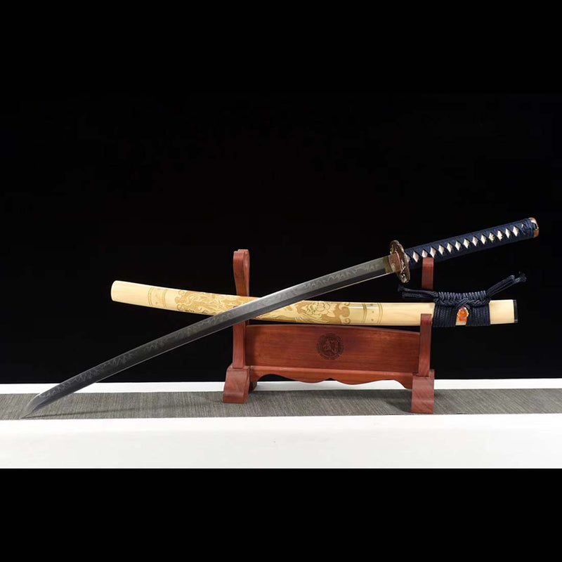 Falcon Theme T10 Steel Full Tang Japanese Samurai Katana with Carved Saya Gilding Tsuba 
