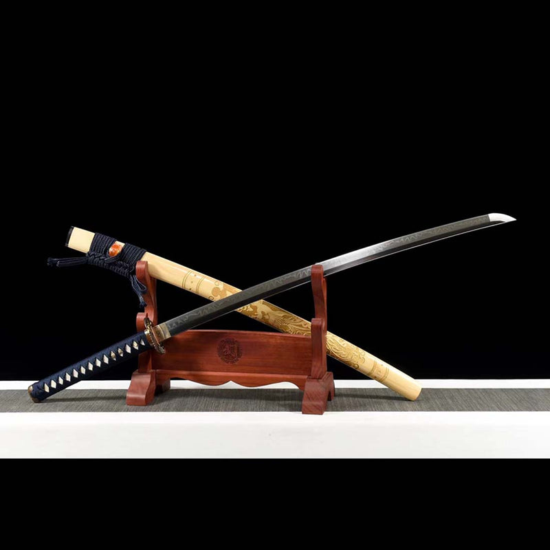 Falcon Theme T10 Steel Full Tang Japanese Samurai Katana with Carved Saya Gilding Tsuba 
