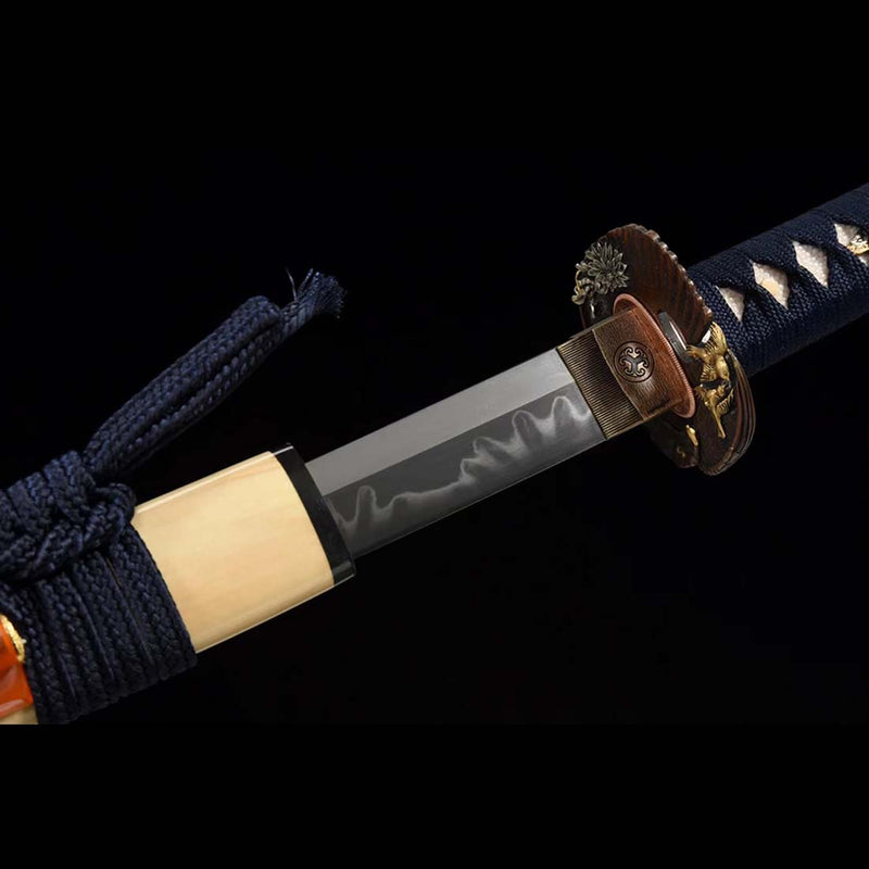 Falcon Theme T10 Steel Full Tang Japanese Samurai Katana with Carved Saya Gilding Tsuba 
