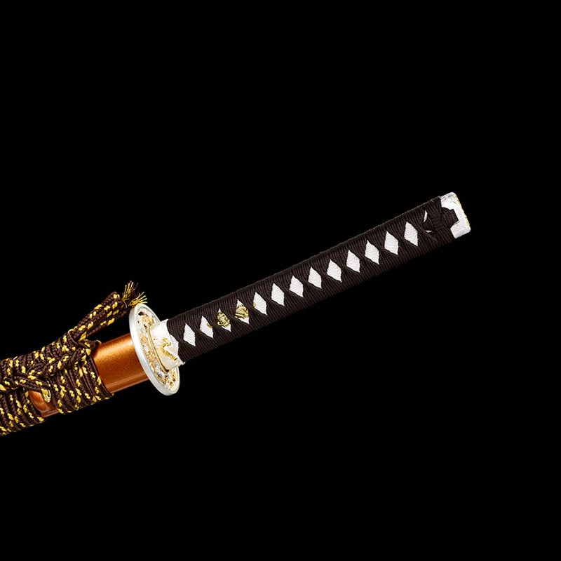 Folded Steel Red Blade Japanese Samurai Katana with Bo-hi Full Tang Dragon Tusba 