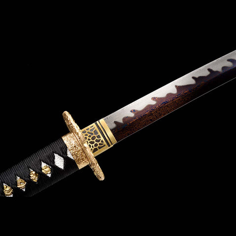 Handmade Japanese Samurai Katana, Regulus Sword Folded Steel Full Tang Fire Pattern Grinding Blade Painting Saya-COOLKATANA-QQ-0219-U
