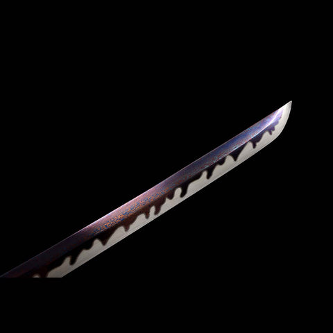 Handmade Japanese Samurai Katana, Regulus Sword Folded Steel Full Tang Fire Pattern Grinding Blade Painting Saya-COOLKATANA-QQ-0219-U