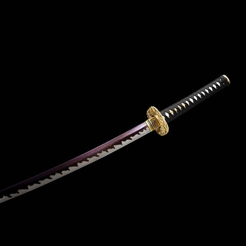 Handmade Japanese Samurai Katana, Regulus Sword Folded Steel Full Tang Fire Pattern Grinding Blade Painting Saya-COOLKATANA-QQ-0219-U
