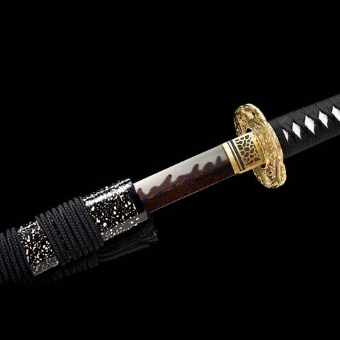 Handmade Japanese Samurai Katana, Regulus Sword Folded Steel Full Tang Fire Pattern Grinding Blade Painting Saya-COOLKATANA-QQ-0219-U