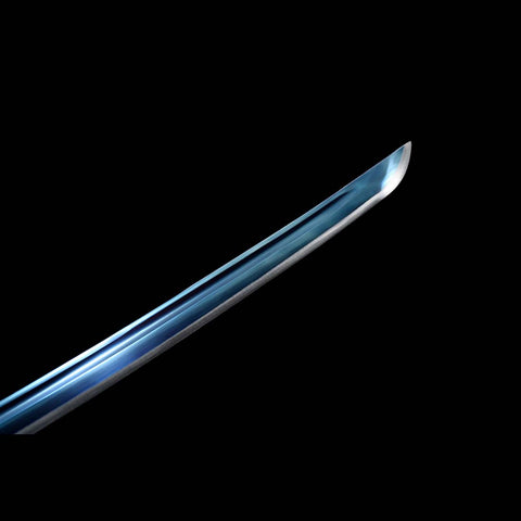 Handmade Japanese Samurai Katana, Dragon Sword Blue Blade with Bo-hi 1060 Carbon Steel Clay Tempered Dragon Pattern Fitting-COOLKATANA-QQ-0227-U