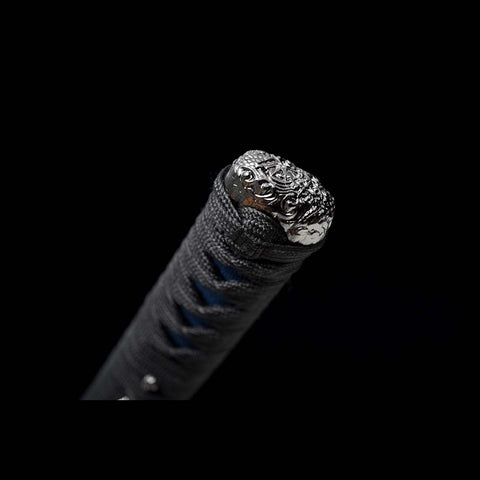 Handmade Japanese Samurai Katana, Dragon Sword Blue Blade with Bo-hi 1060 Carbon Steel Clay Tempered Dragon Pattern Fitting-COOLKATANA-QQ-0227-U