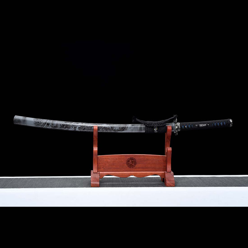 1060 Carbon Steel Dragon Schwert Blue Blade Japanisches Samurai Katana mit Bo-hi 