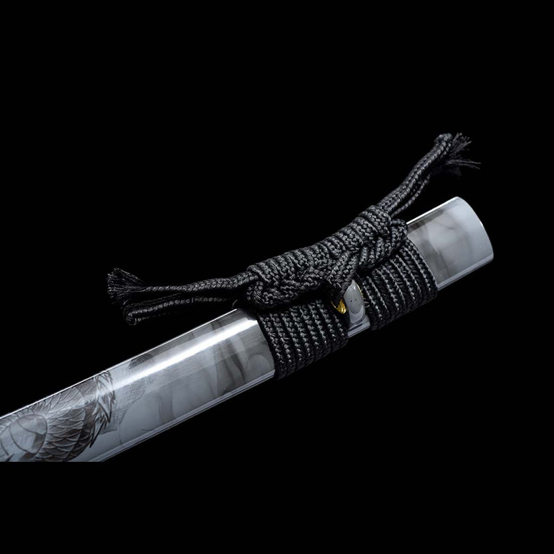 1060 Carbon Steel Dragon Schwert Blue Blade Japanisches Samurai Katana mit Bo-hi 