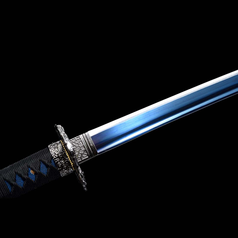 1060 Carbon Steel Dragon Schwert Blue Blade Japanisches Samurai Katana mit Bo-hi 