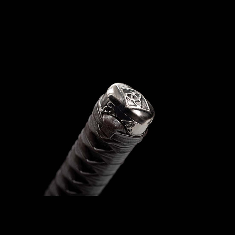 High Manganese Steel Black Thunder Pattern Hattori Hanzo Sword Blade with Backable Scabbard 