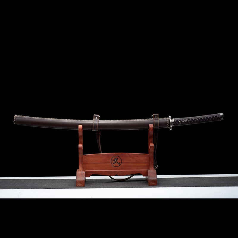 High Manganese Steel Black Thunder Pattern Hattori Hanzo Sword Blade with Backable Scabbard 