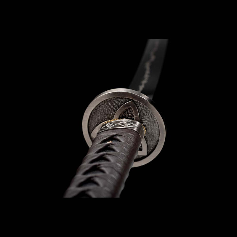 High Manganese Steel Black Thunder Pattern Hattori Hanzo Sword Blade with Backable Scabbard 