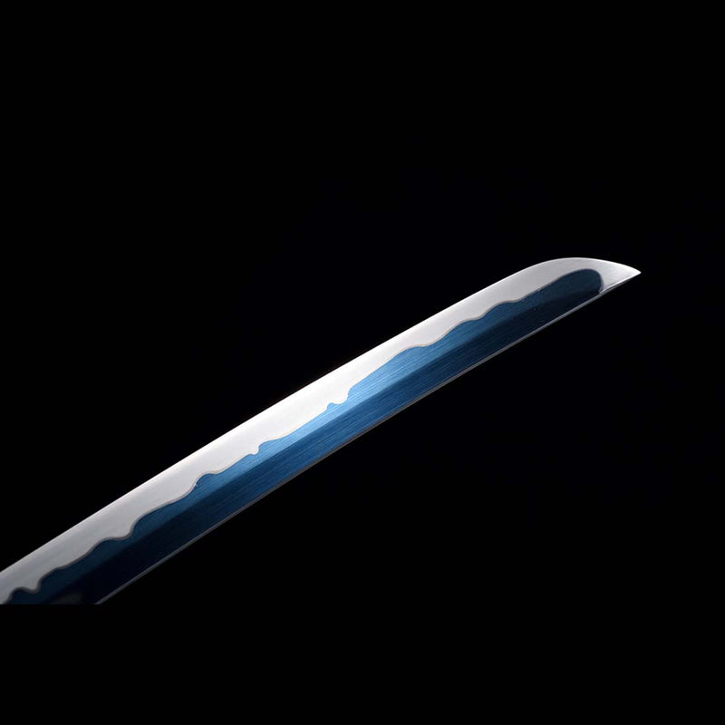 High Manganese Steel Full Tang Blue Japanese Katana Sword with Stripe Saya Python Tusba 