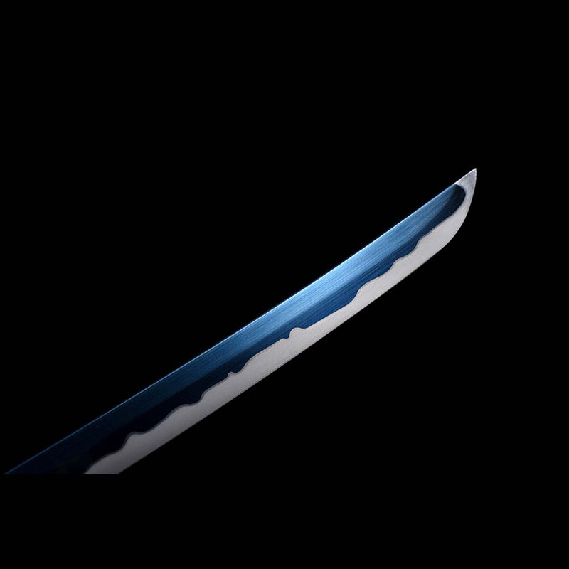 High Manganese Steel Full Tang Blue Japanese Katana Sword with Stripe Saya Python Tusba 