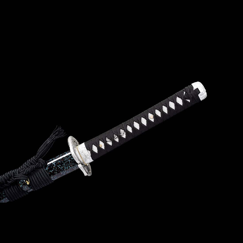 High Manganese Steel Full Tang Blue Japanese Katana Sword with Stripe Saya Python Tusba 