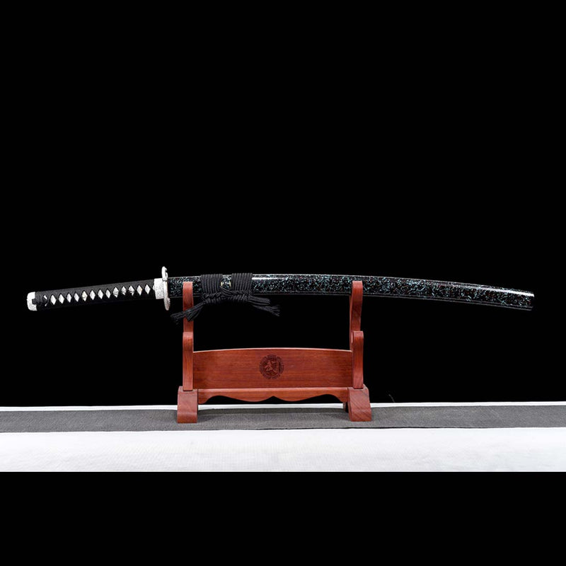 High Manganese Steel Full Tang Blue Japanese Katana Sword with Stripe Saya Python Tusba 
