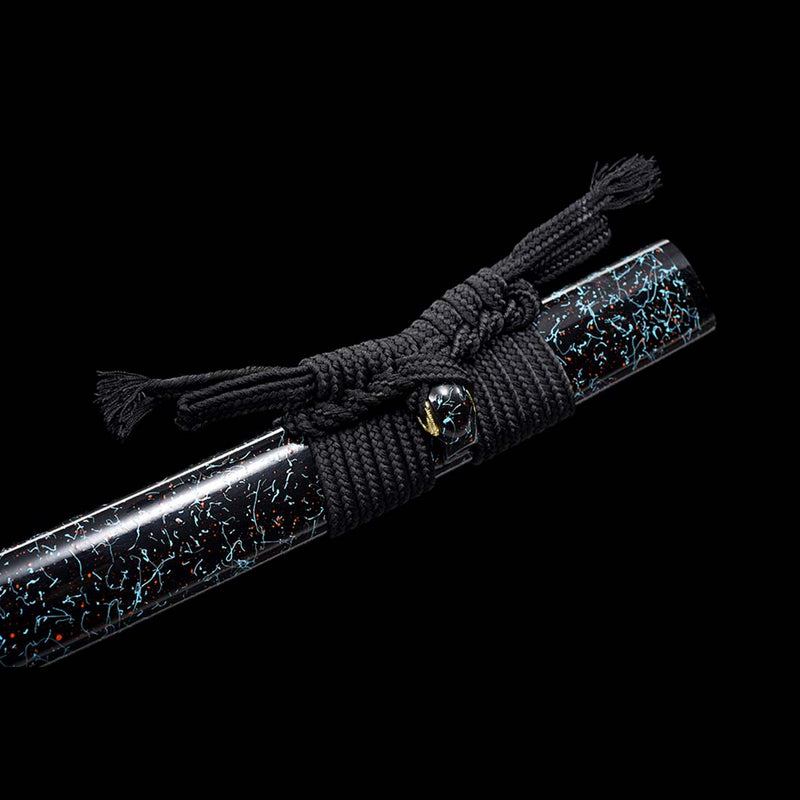 High Manganese Steel Full Tang Blue Japanese Katana Sword with Stripe Saya Python Tusba 