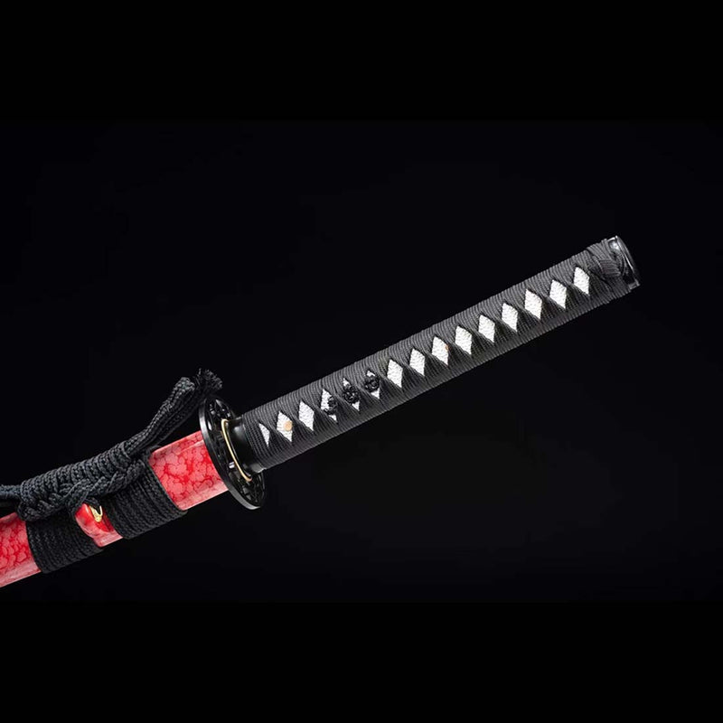 High Manganese Steel Purple Blade Japanese Samurai Katana with Red Thunder Pattern Saya 