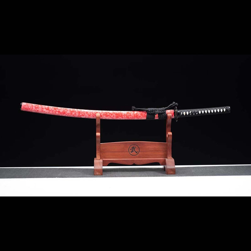 High Manganese Steel Purple Blade Japanese Samurai Katana with Red Thunder Pattern Saya 