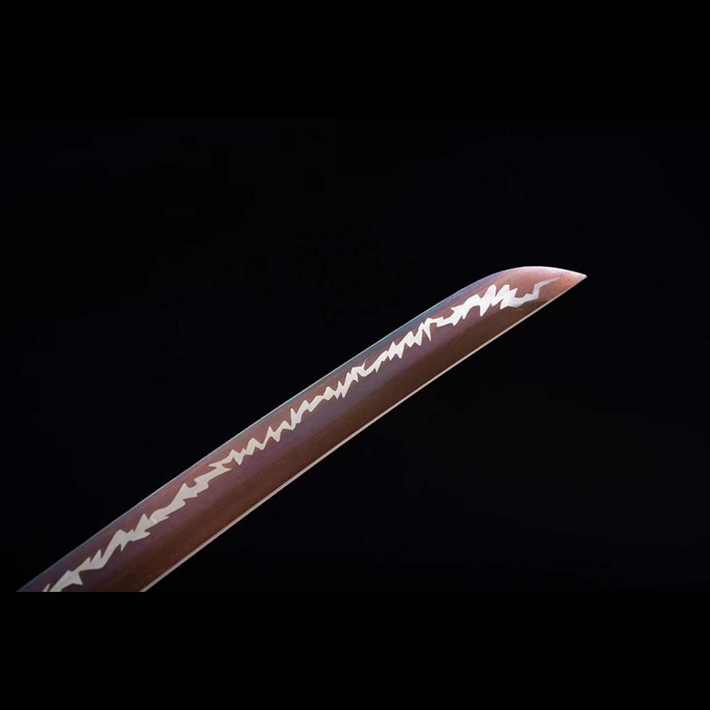 High Manganese Steel Purple Blade Japanese Samurai Katana with Red Thunder Pattern Saya 