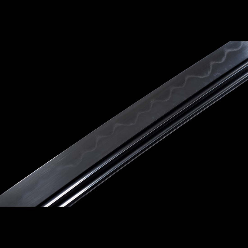 T10 Steel Black Blade Japanese Samurai Katana with Double Narrow Bo-hi Purple Saya 