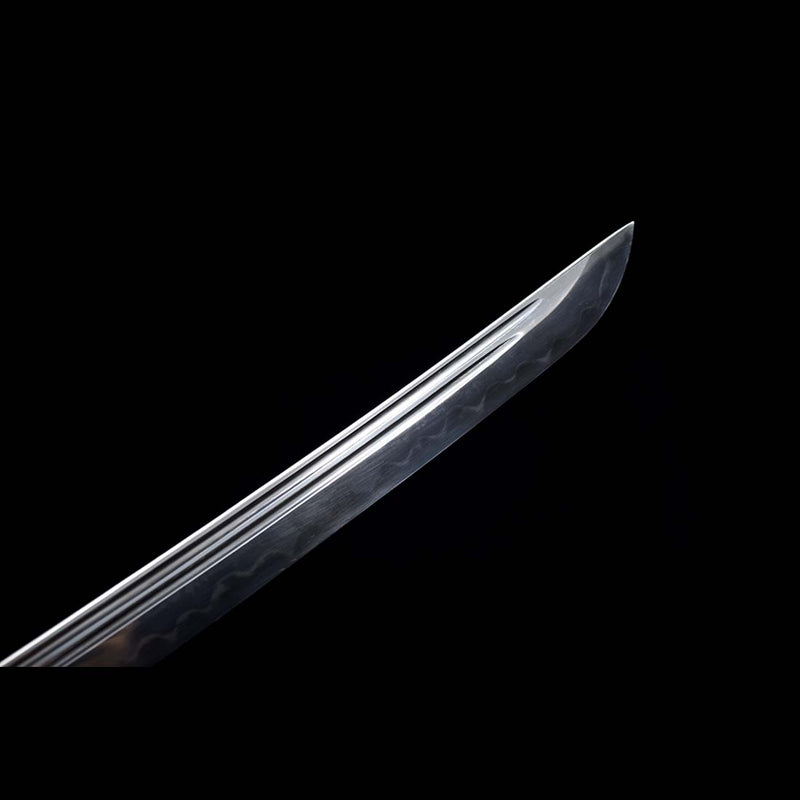 T10 Steel Black Blade Japanese Samurai Katana with Double Narrow Bo-hi Purple Saya 