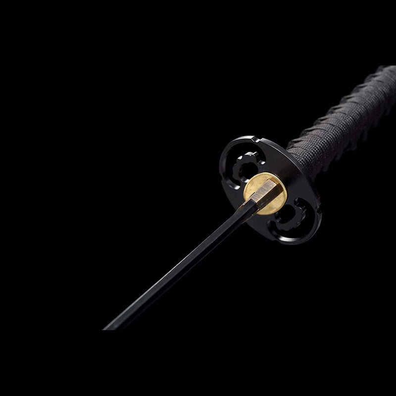 T10 Steel Black Blade Japanese Samurai Katana with Double Narrow Bo-hi Purple Saya 