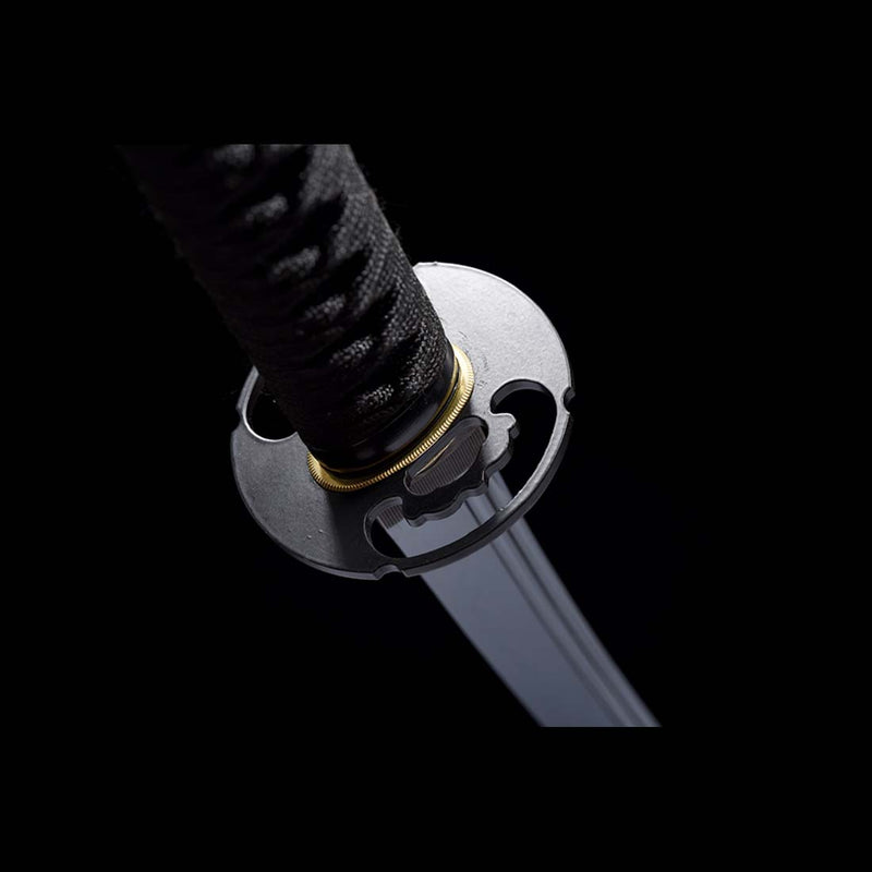 T10 Steel Black Blade Japanese Samurai Katana with Double Narrow Bo-hi Purple Saya 