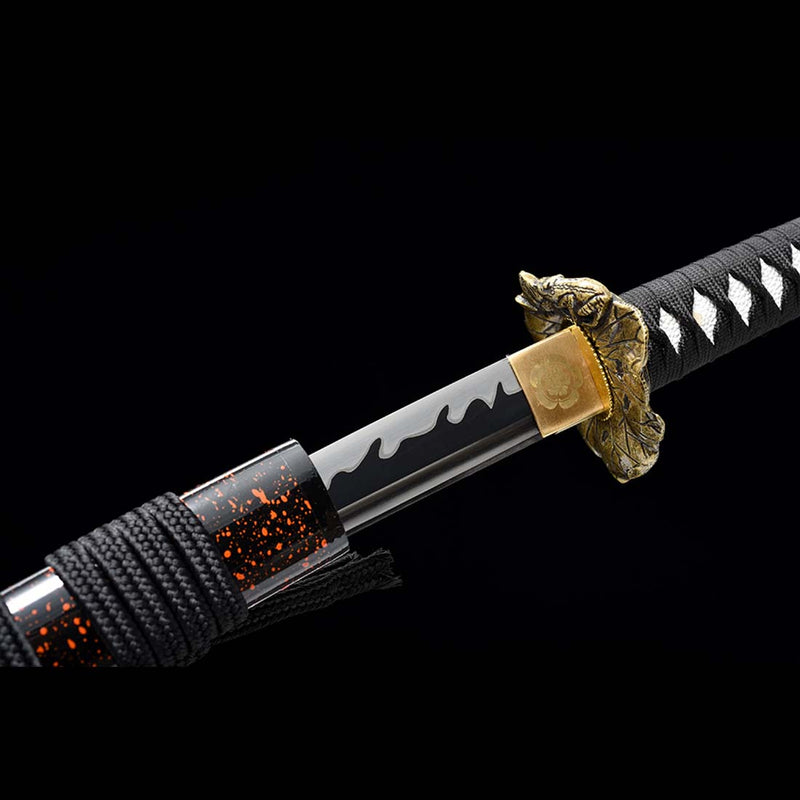 High manganese Steel Fire Pattern Blade Full Tang Japanese Samurai Katana 