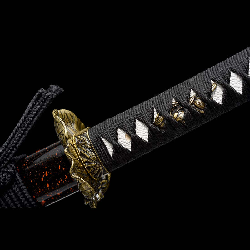 High manganese Steel Fire Pattern Blade Full Tang Japanese Samurai Katana 