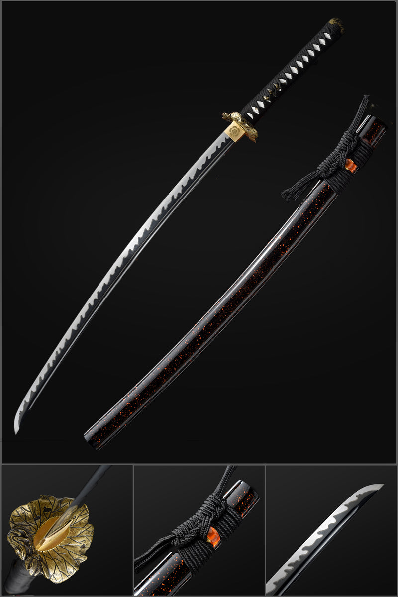 High manganese Steel Fire Pattern Blade Full Tang Japanese Samurai Katana 