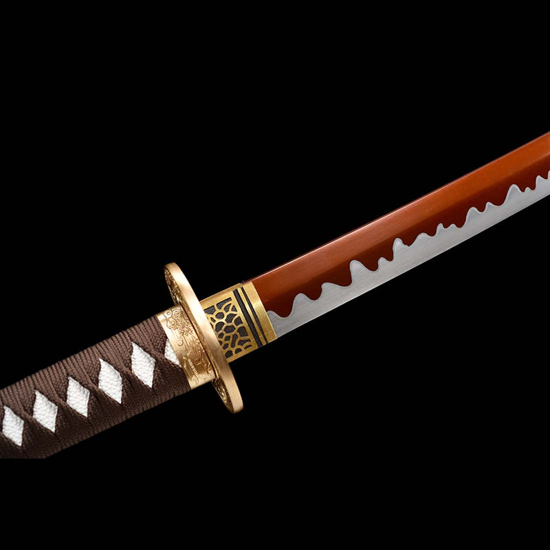 Ghost Valley High Manganese Steel Full Tang Blade Japanese Katana Sword with Skeleton Carving Saya 