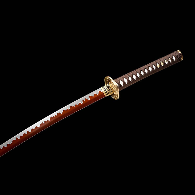 Ghost Valley High Manganese Steel Full Tang Blade Japanese Katana Sword with Skeleton Carving Saya 