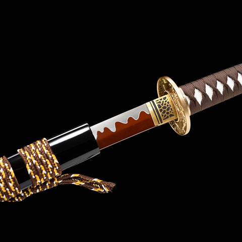 Handmade Japanese Samurai Katana, Ghost Valley Sword High Manganese Steel Full Tang Blade Skeleton Carving Saya-COOLKATANA-QQ-0247-U