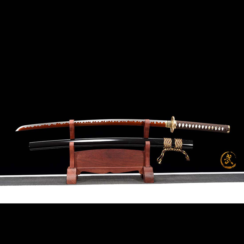 Ghost Valley High Manganese Steel Full Tang Blade Japanese Katana Sword with Skeleton Carving Saya 