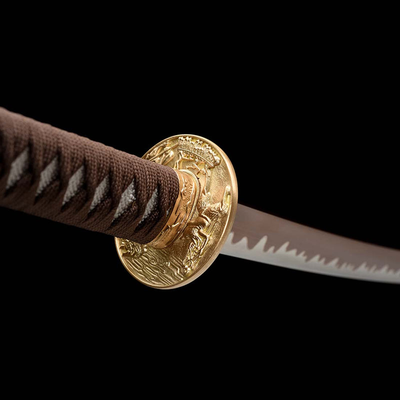 Ghost Valley High Manganese Steel Full Tang Blade Japanese Katana Sword with Skeleton Carving Saya 