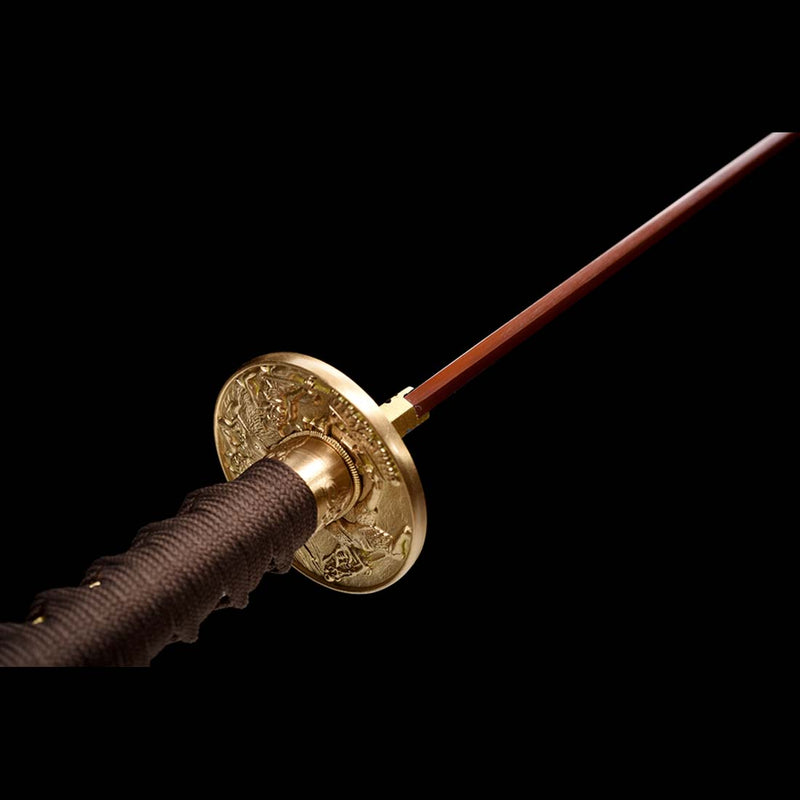 Ghost Valley High Manganese Steel Full Tang Blade Japanese Katana Sword with Skeleton Carving Saya 