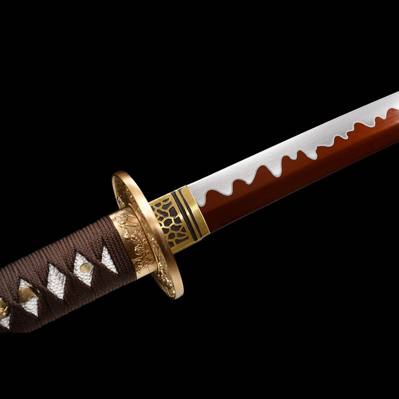 Ghost Valley High Manganese Steel Full Tang Blade Japanese Katana Sword with Skeleton Carving Saya 