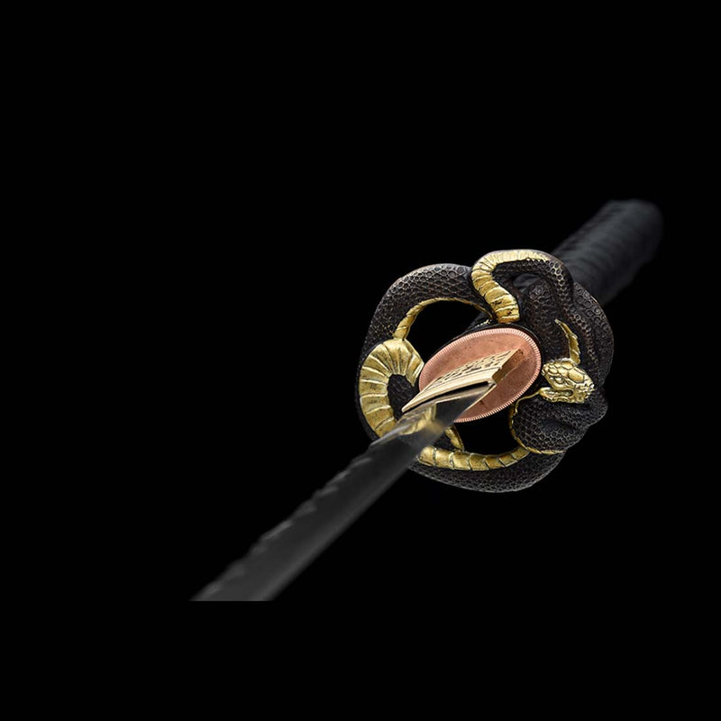 Gefaltetes Stahlschwert mit Schlangenmuster, japanisches Katana-Schwert mit Schlangenzubehör 